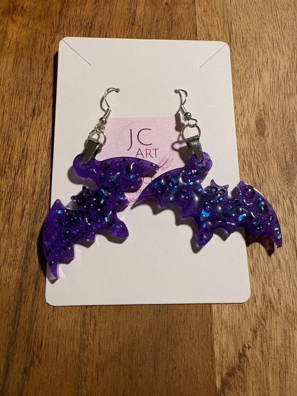 Bat earrings - purple rain