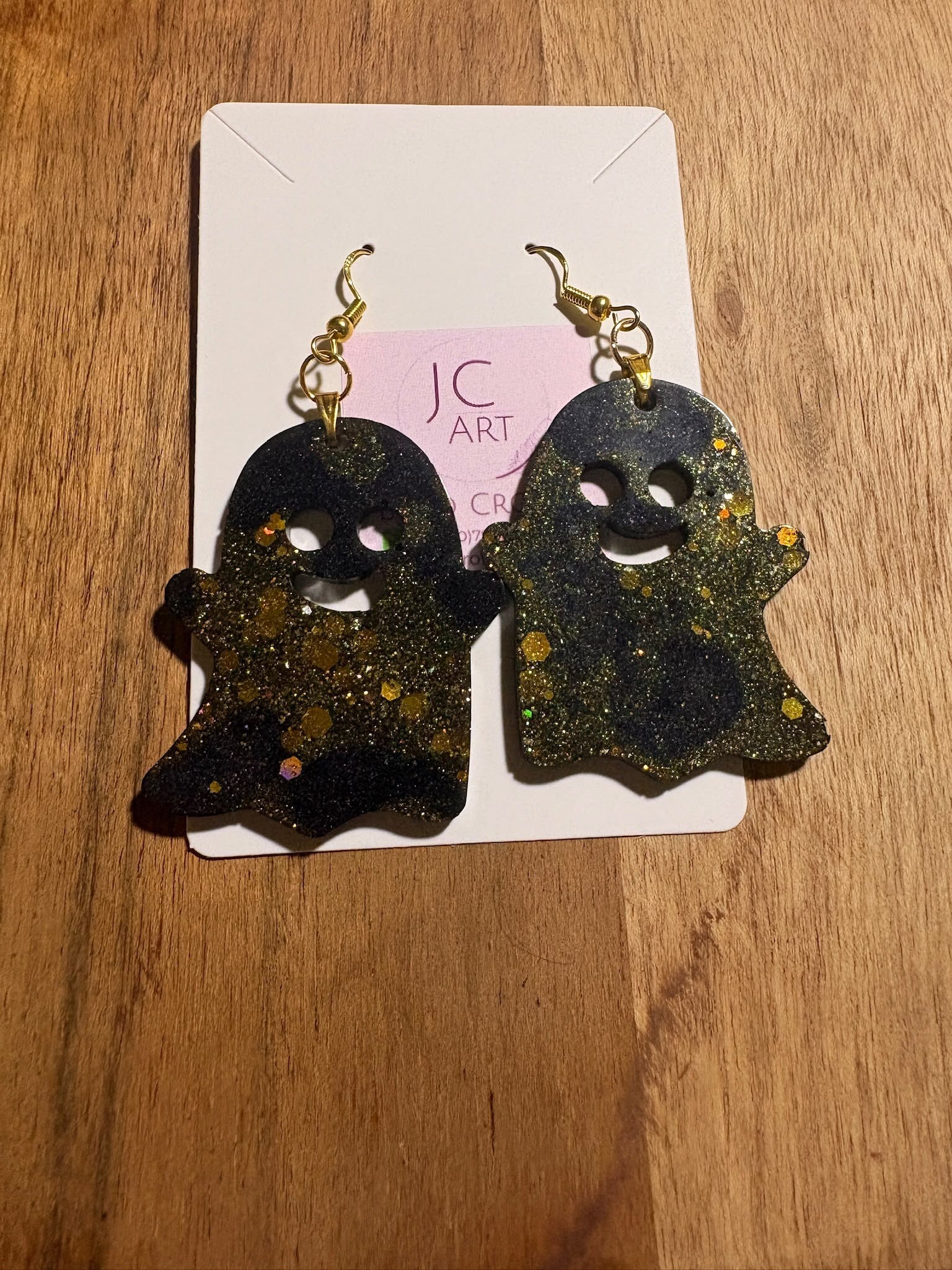 Ghost earrings - black and gold