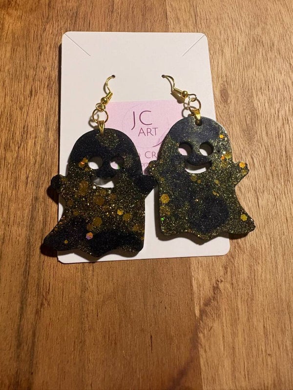Ghost earrings - black and gold