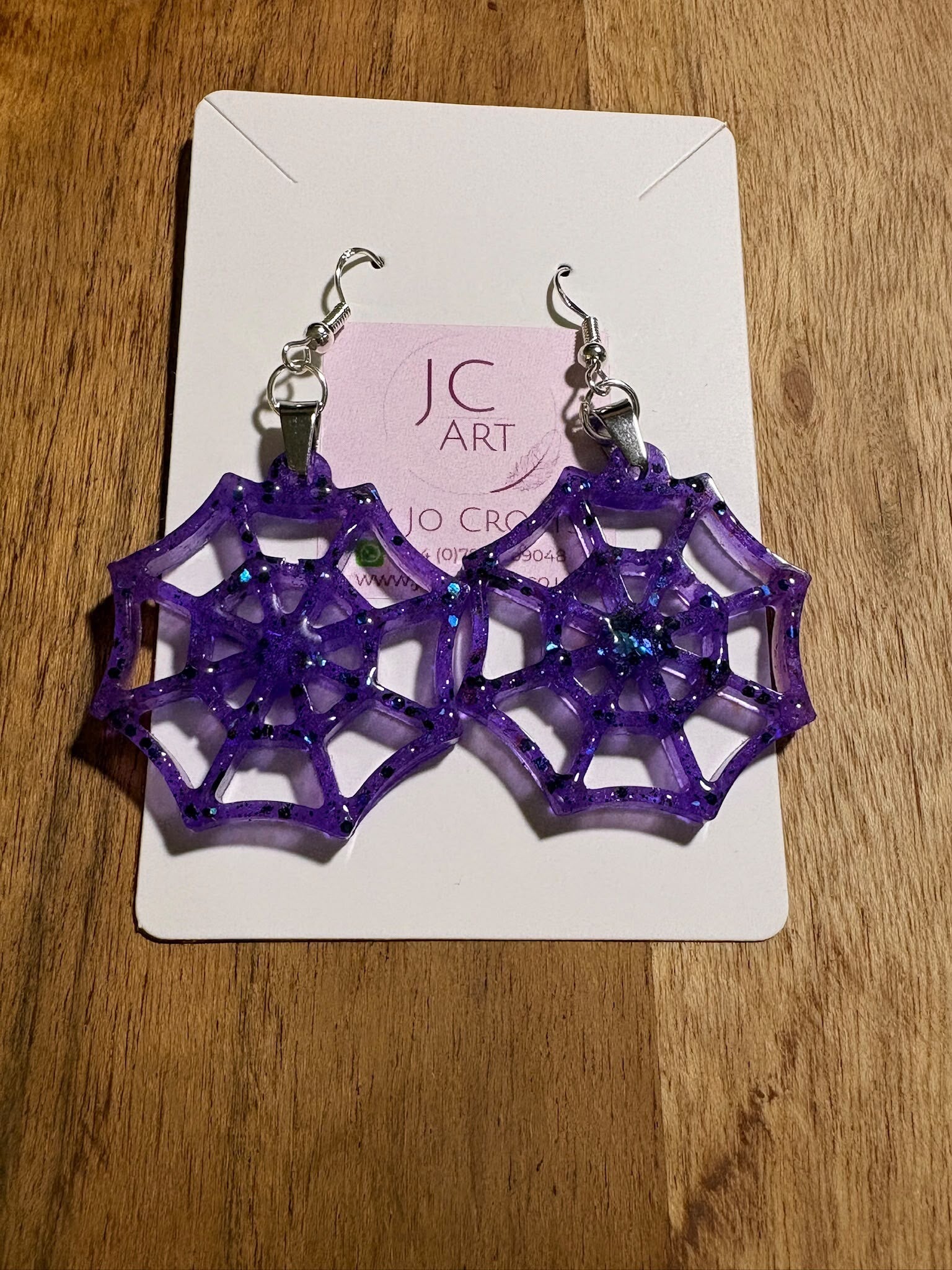 Spider web earrings - purple rain