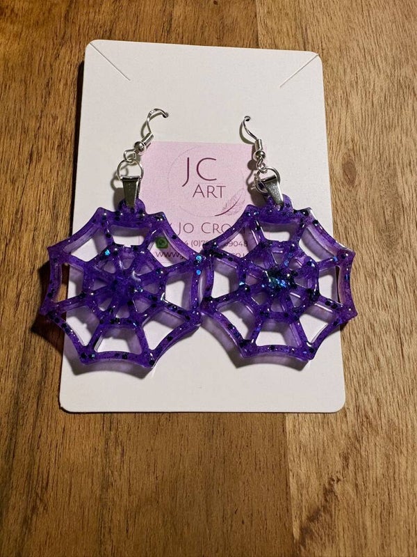 Spider web earrings - purple rain