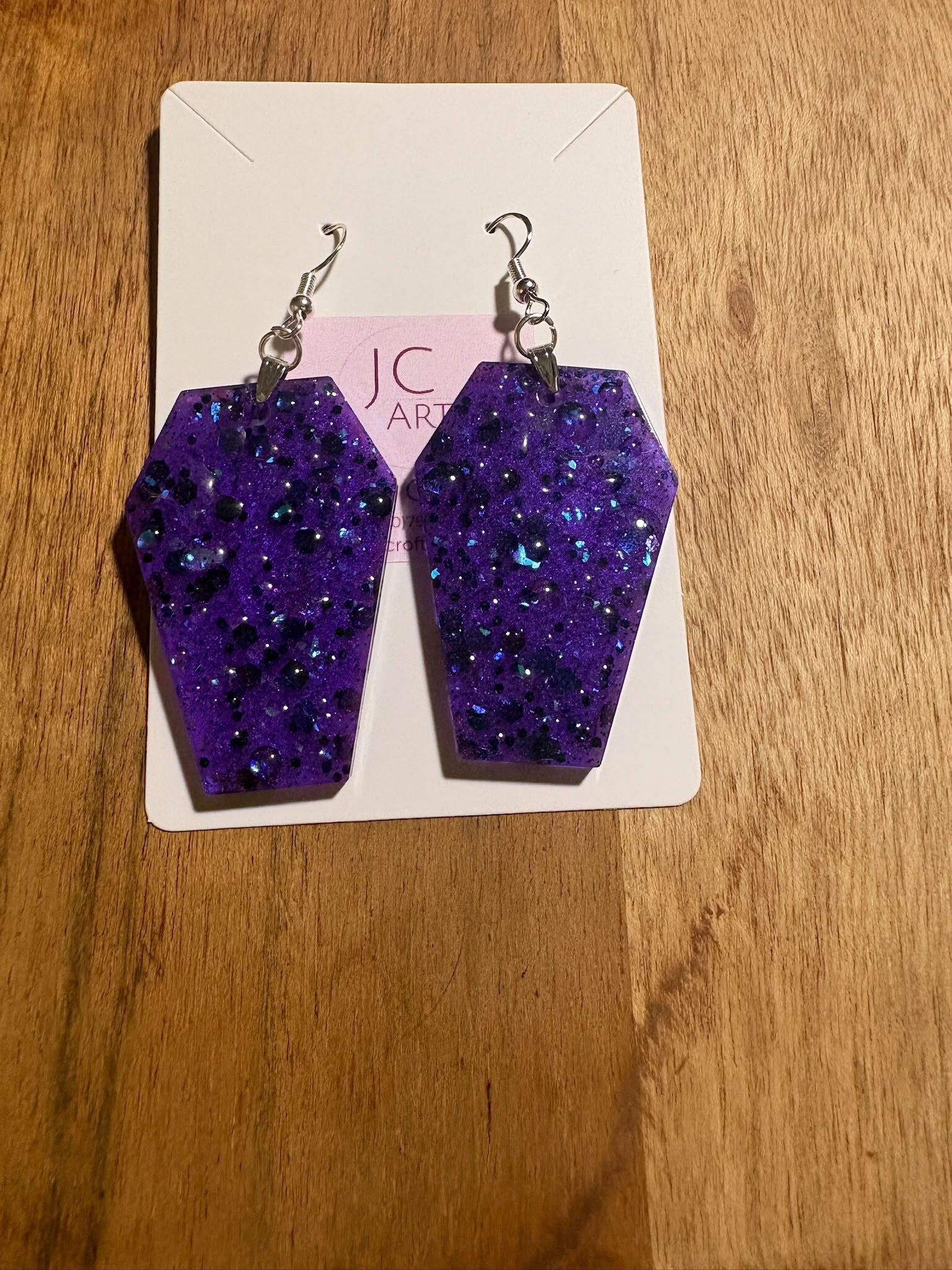 Coffin earrings - purple rain