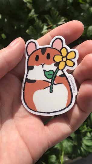 Syrian hamster flower sticker