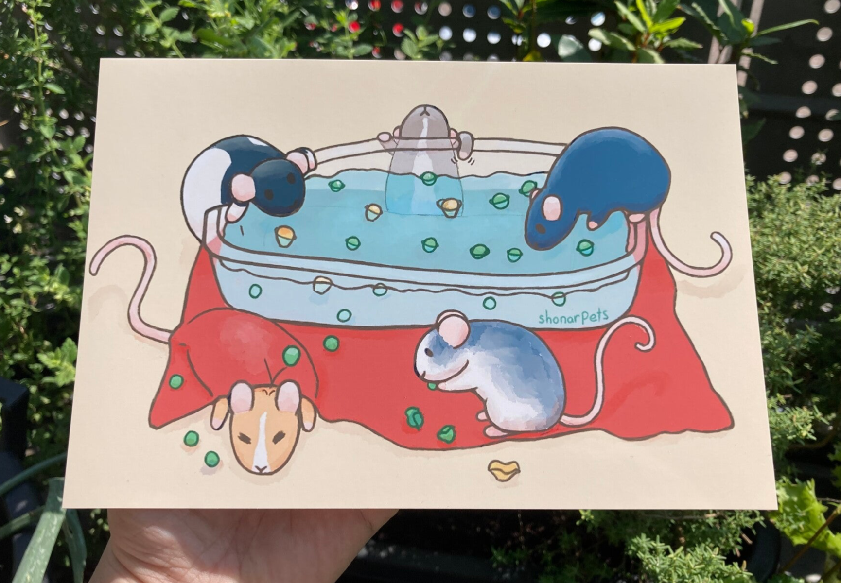 Pea fishing rats print