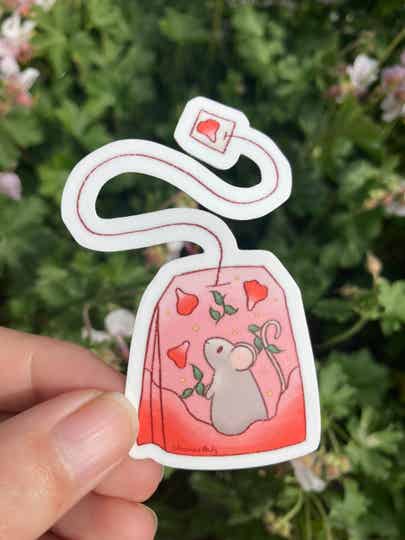 Mouse teabag sticker