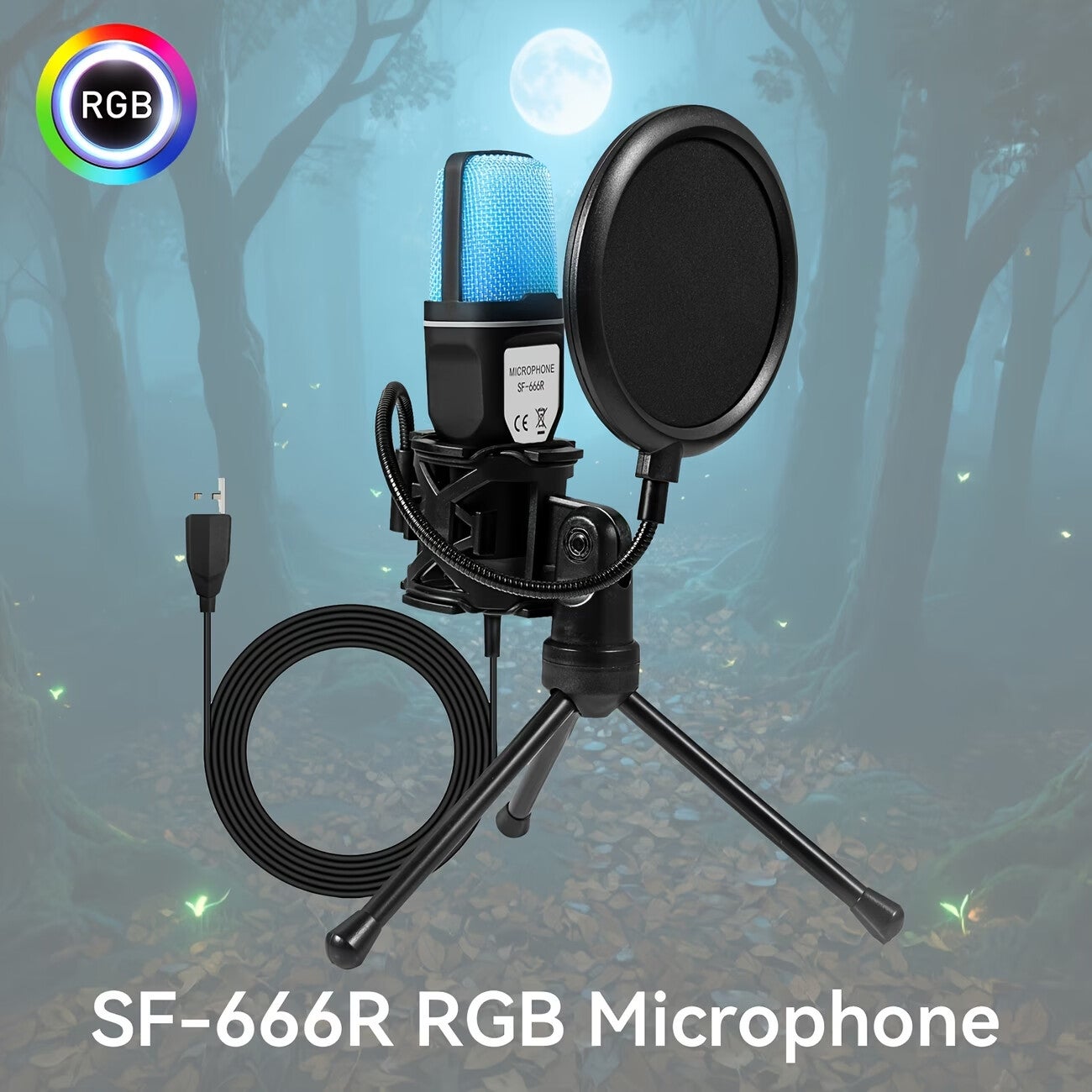 USB RGB Gaming Microfoon met Statief – PS4/PS5/PC