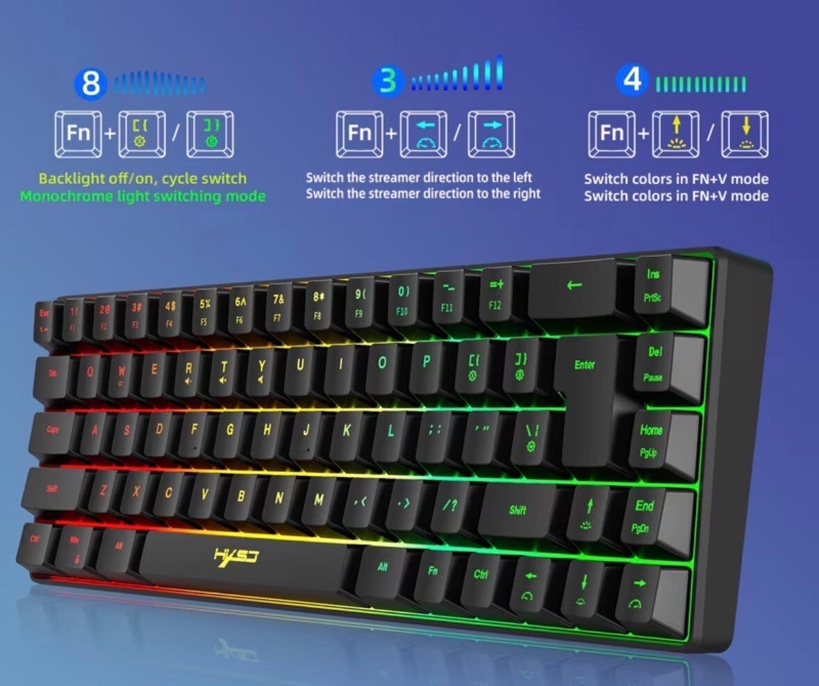 HXSJ 68-Key RGB Gaming Toetsenbord – Bedraad