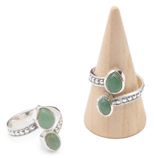 Bague Argent 925 Réglable Aventurine Verte