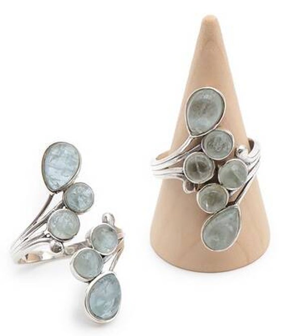 Bague argent 925 réglable Aigue Marine Brésil