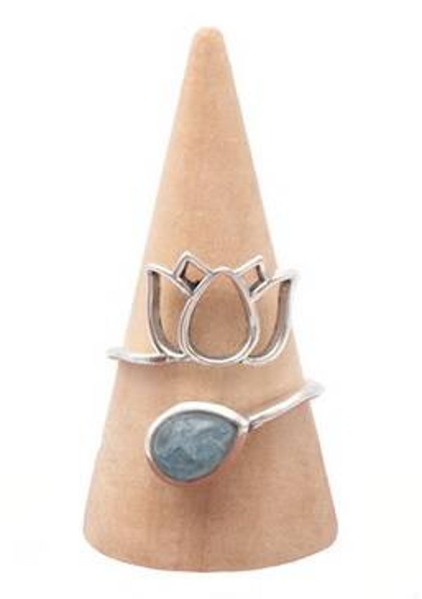 Bague argent 925 réglable Aigue marine