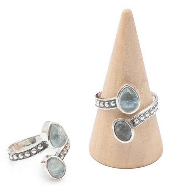 Bague argent 925 réglable Aigue Marine