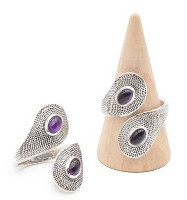 Bague argent 925 réglable Amethyste