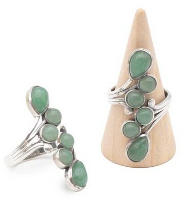 Bague argent 925 réglable Aventurine verte