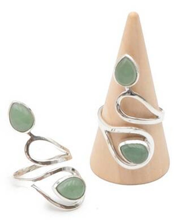 Bague argent 925 réglable Aventurine verte