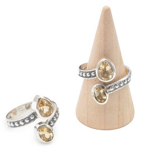Bague argent 925 réglable Citrine naturelle facettée