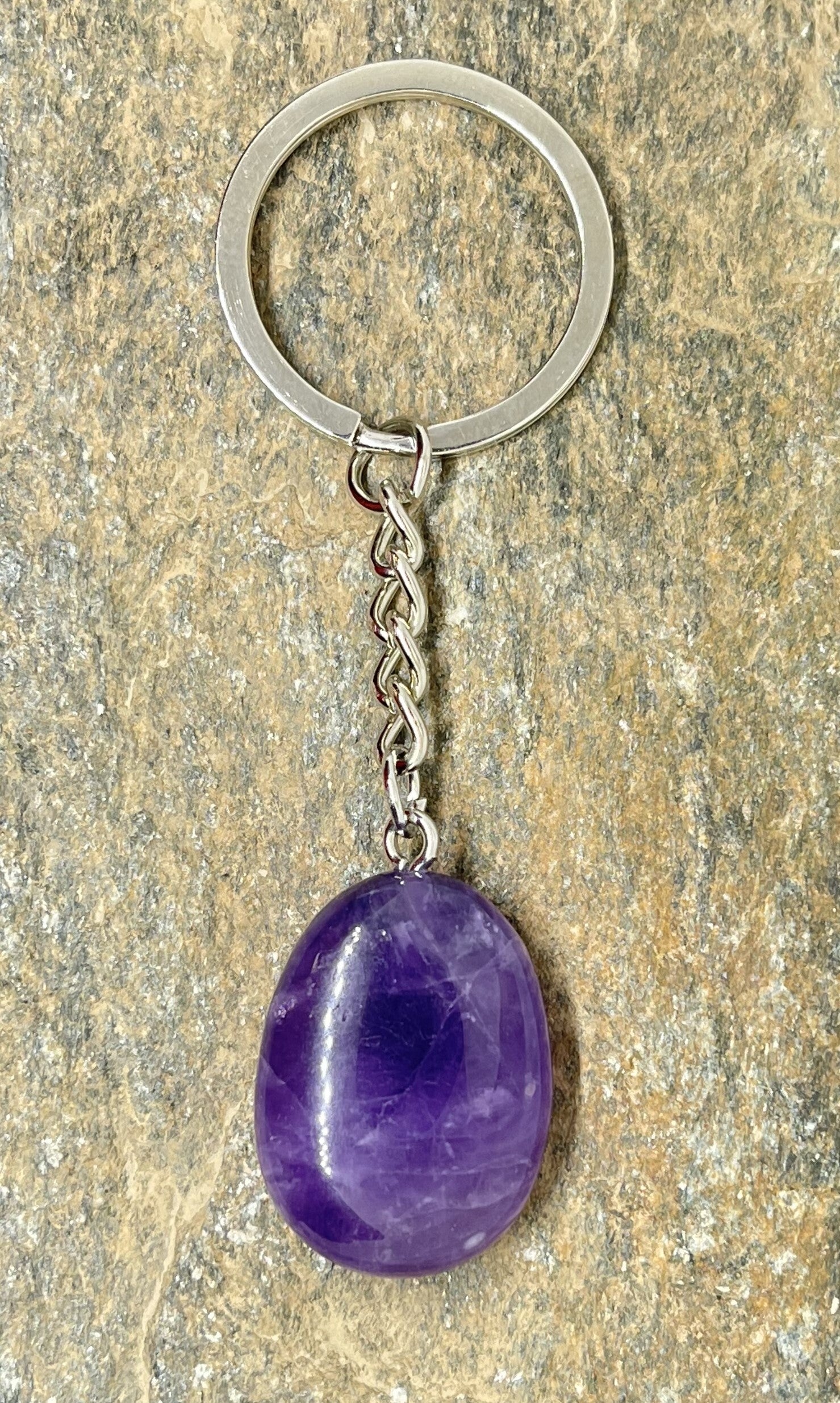 Porte clés pierre naturelle Améthyste du Brésil