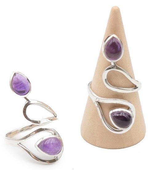 Bague argent 925 réglable Amethyste