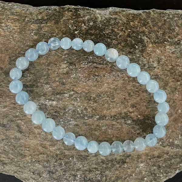 Bracelet aigue marine pierres 6 mm