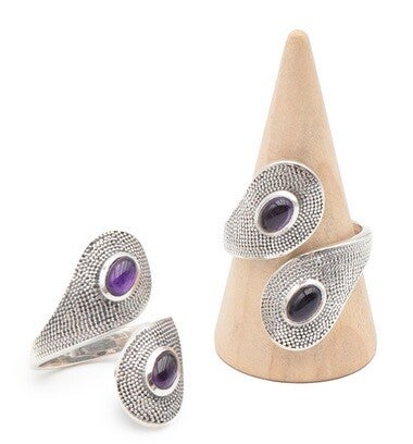 Bague argent 925 réglable Amethyste
