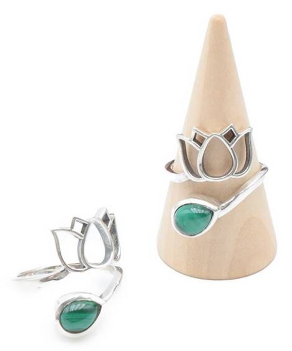 Bague argent 925 réglable Malachite