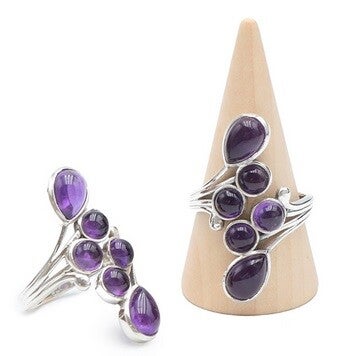 Bague argent 925 réglable Amethyste