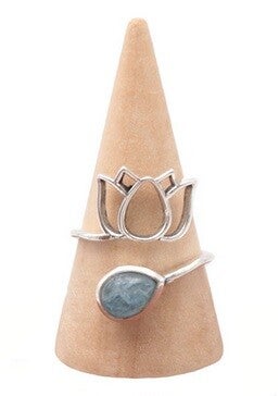 Bague argent 925 réglable Aigue marine