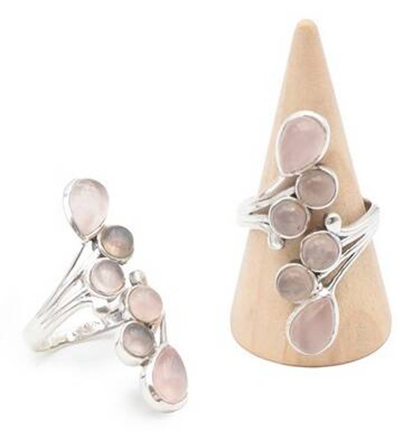 Bague argent 925 réglable Quartz rose