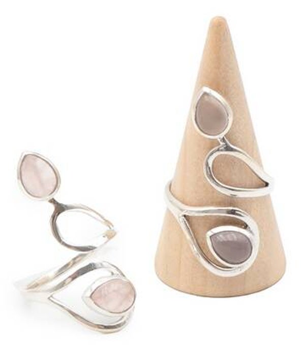 Bague argent 925 réglable Quartz rose