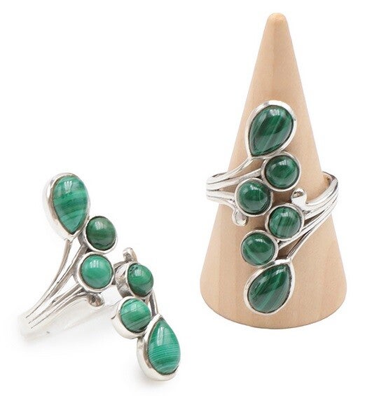 Bague argent 925 réglable Malachite