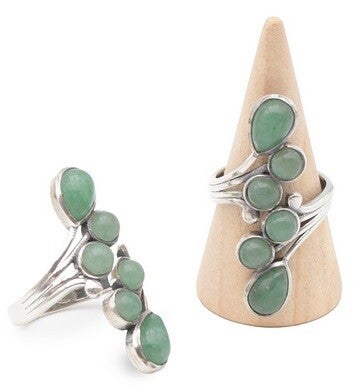 Bague argent 925 réglable Aventurine verte