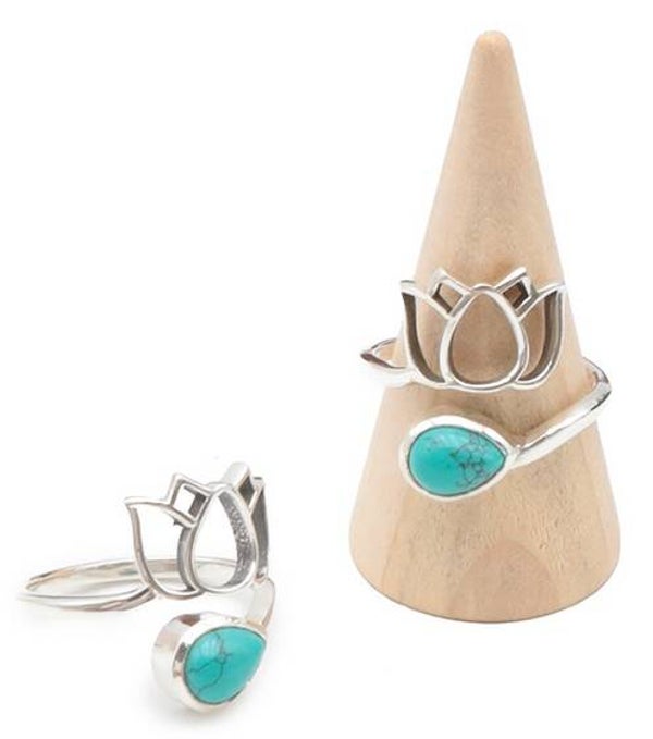 Bague argent 925 réglable Turquoise de Chine