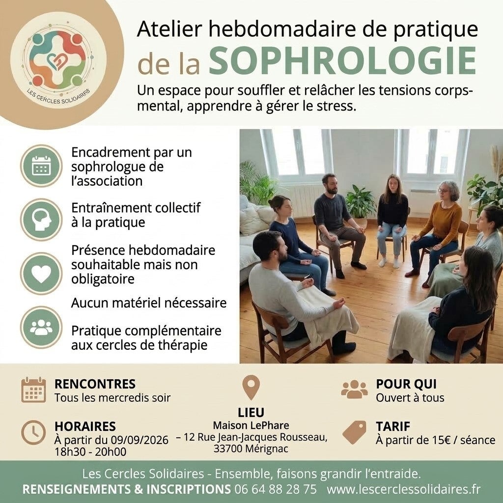 Ateliers de Sophrologie, entrainement à la pratique, par les Cercles Solidaires