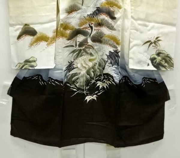 Handgemaakte zijden kimono jongen 'Kraanvogels'