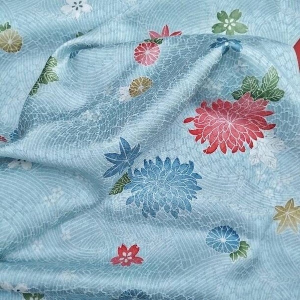 Lichtblauwe kimonozijde mooi geweven 40 of 80x36cm