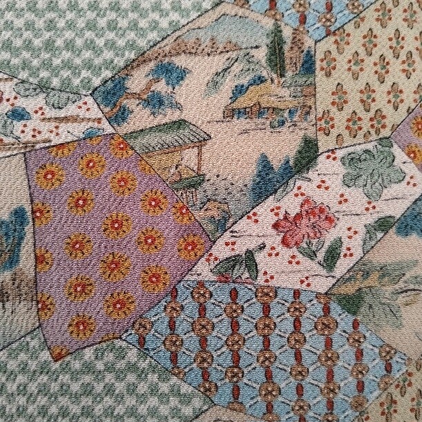 Chirimen crepe kimonozijde 40x34cm motiefjes