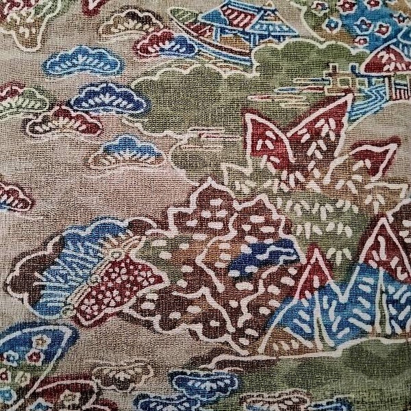 Wilde zijde linnenstructuur huisjes, bootjes 50cm - 100cm