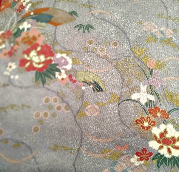 Coupon kimonozijde 160x36cm matglans rookblauw