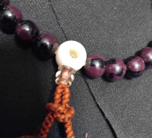 Japanse gebedsketting prayer beads zwart/wijnrood