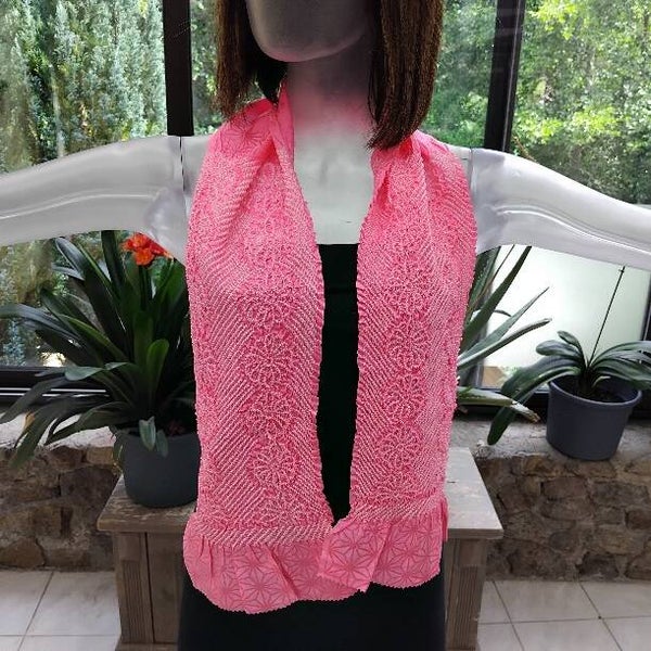 Zijden obiage sjaal shibori helder rose