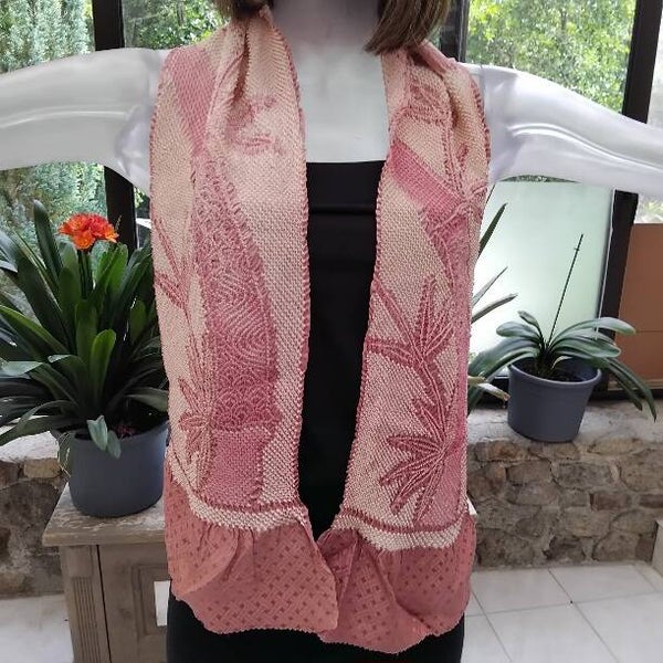 Zijden obiage sjaal shibori diep oudrose