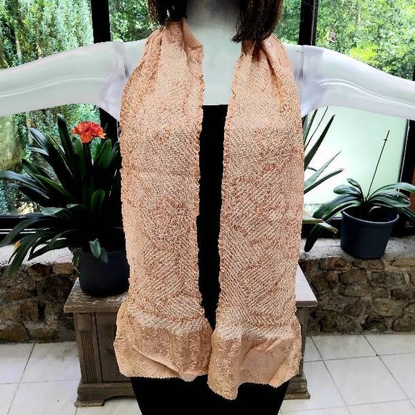 Zijden obiage sjaal shibori champagne kleur