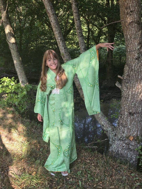 Kimono meisje XS (158-176cm) natuurzijden shibori