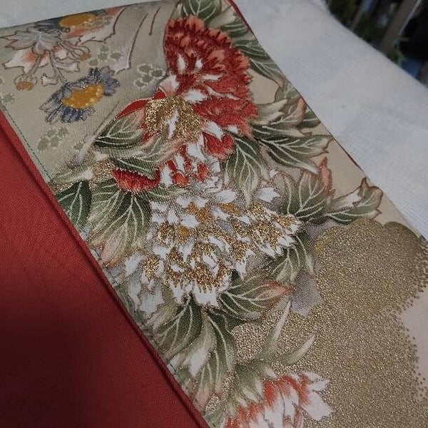Natuurzijden strikobi handwerk band donkercoral 230cm