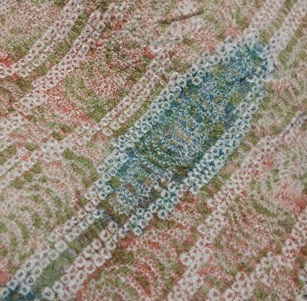 Shibori kimonozijde gevoerd met zijde 160x36cm