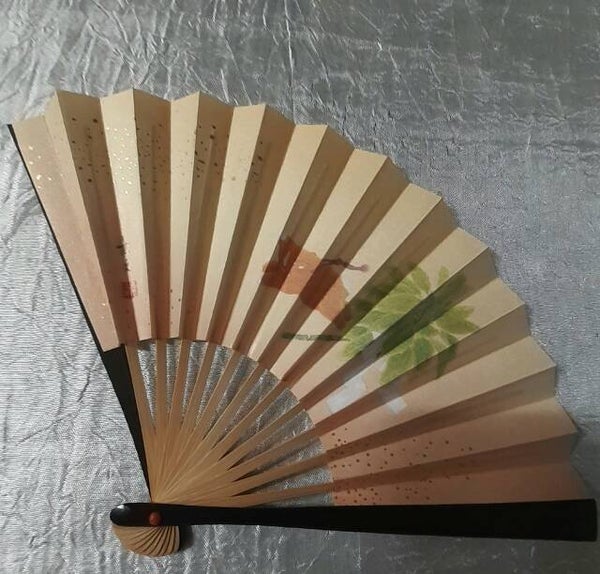 Kleine waaier gestempeld en getekend 15x24cm