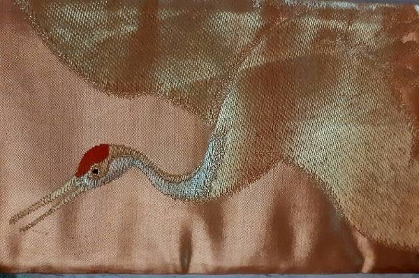 Goud geweven antieke "kraanvogel' obi-belt 266cm design