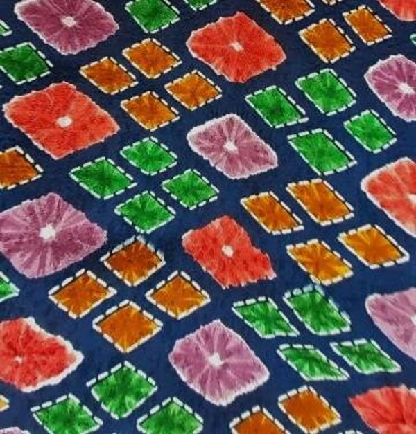 Indigoblauwe shibori kimonozijde handgemaakt 170x36cm