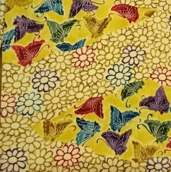 Chirimen crepe kimonozijde 55x36cm vlinders