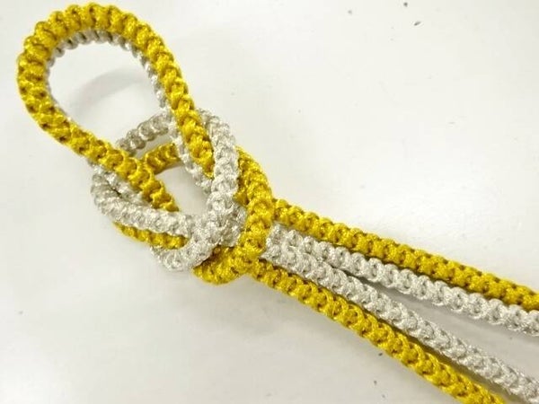 Obijime handgeknoopt zijden koord vintage zilver/goud 160cm