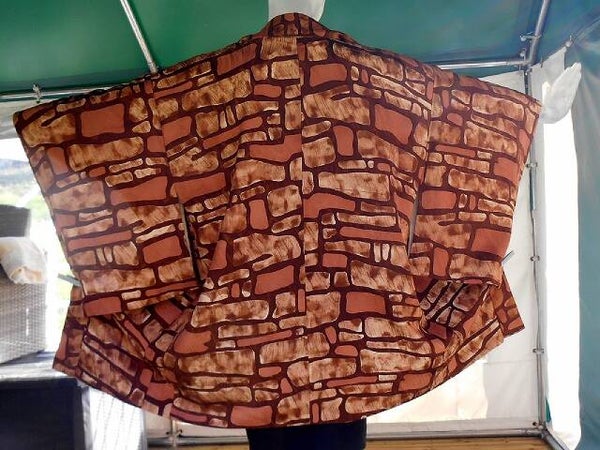 Haori kimonojasje 'Brick Wall' zijde 1960-70